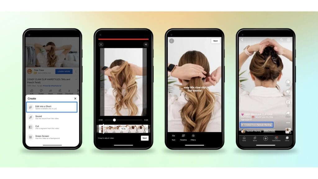 youtube shorts long form screenshot