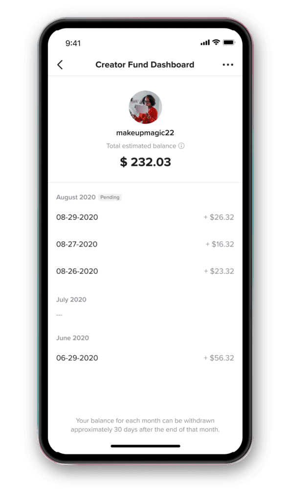 creator fund dashboard screenshot