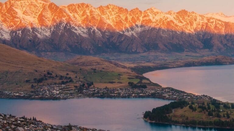 mountain landscape behind lake