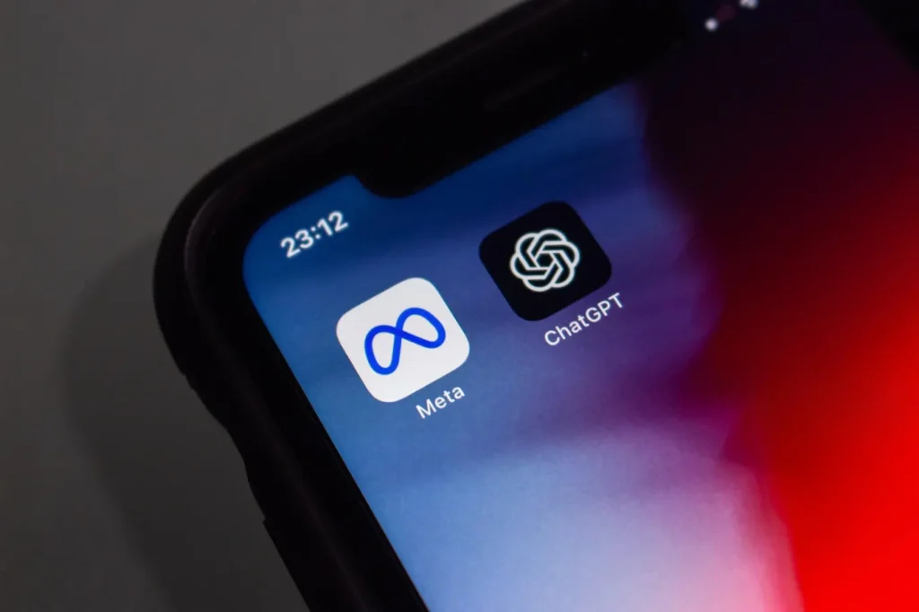 meta and chatgpt on phone screen