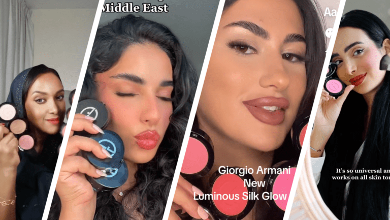 collage of armani beauty creator content