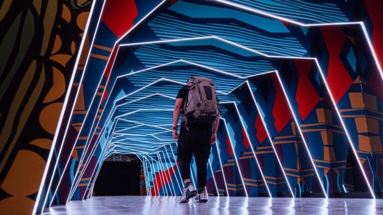man in colourful tunnel - jruzz for australian pavilion