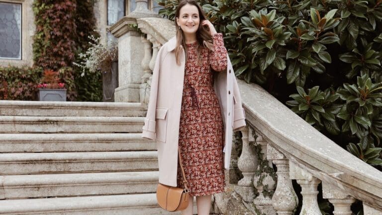 woman on steps in dress